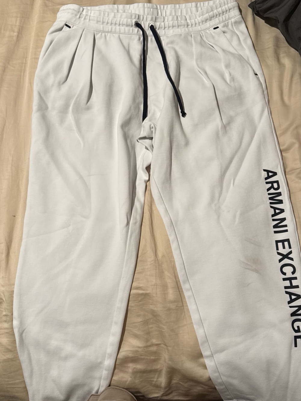 Armani Exchange White Jogger Sweatpants with Black Logo